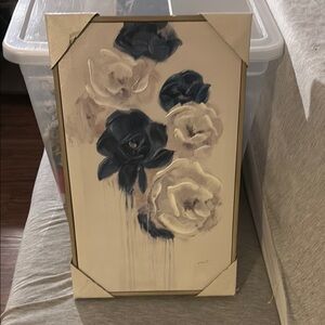Hobby Lobby Blue and Cream Floral Canvas Art